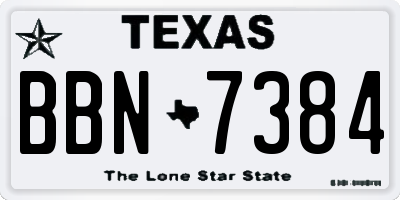 TX license plate BBN7384