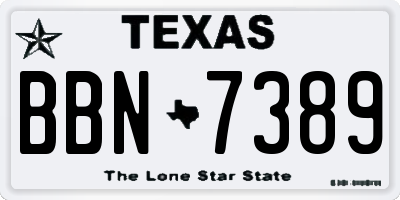 TX license plate BBN7389