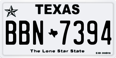 TX license plate BBN7394