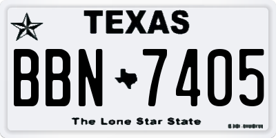 TX license plate BBN7405