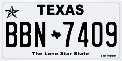 TX license plate BBN7409