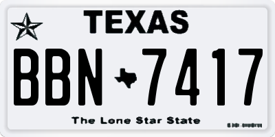 TX license plate BBN7417