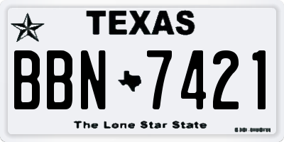 TX license plate BBN7421