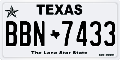 TX license plate BBN7433