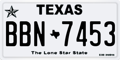 TX license plate BBN7453