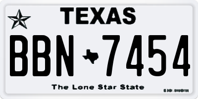 TX license plate BBN7454