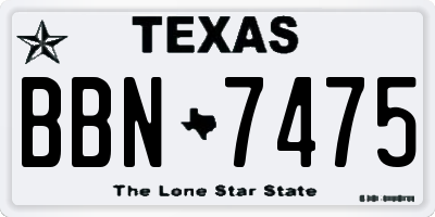 TX license plate BBN7475
