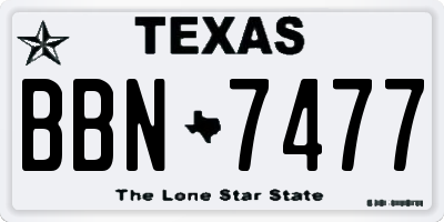 TX license plate BBN7477