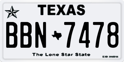 TX license plate BBN7478