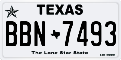 TX license plate BBN7493