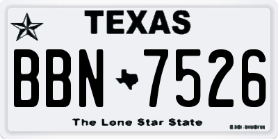 TX license plate BBN7526