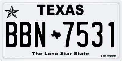TX license plate BBN7531