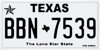 TX license plate BBN7539