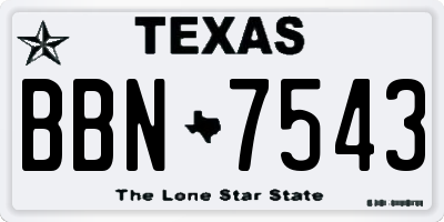 TX license plate BBN7543