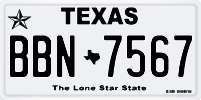 TX license plate BBN7567