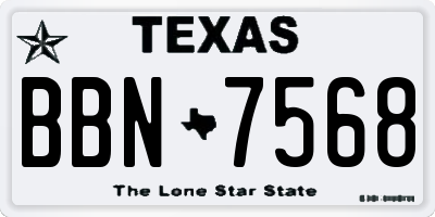 TX license plate BBN7568