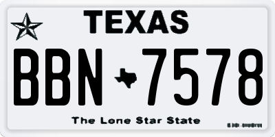 TX license plate BBN7578