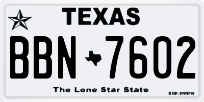 TX license plate BBN7602