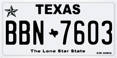 TX license plate BBN7603