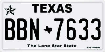 TX license plate BBN7633