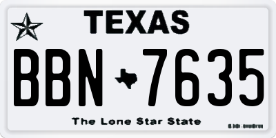 TX license plate BBN7635