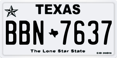 TX license plate BBN7637