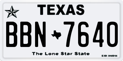 TX license plate BBN7640