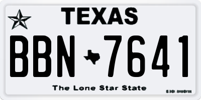 TX license plate BBN7641