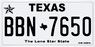 TX license plate BBN7650