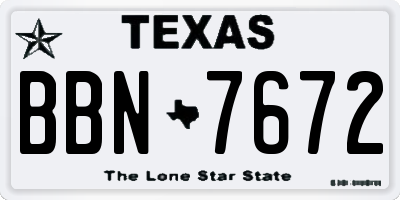 TX license plate BBN7672
