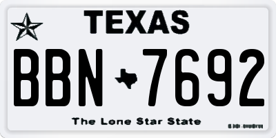 TX license plate BBN7692