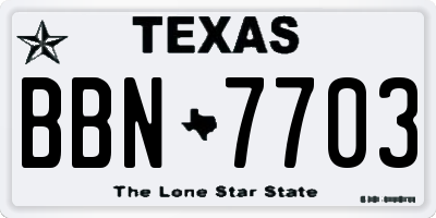 TX license plate BBN7703