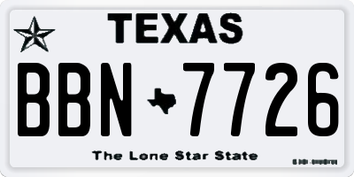 TX license plate BBN7726