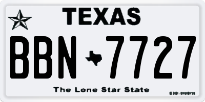 TX license plate BBN7727