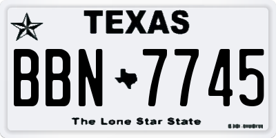 TX license plate BBN7745