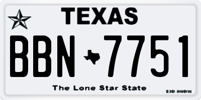 TX license plate BBN7751