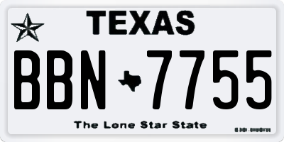 TX license plate BBN7755