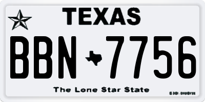 TX license plate BBN7756