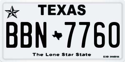 TX license plate BBN7760