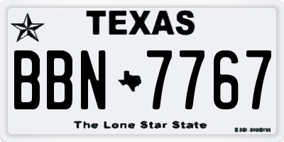 TX license plate BBN7767