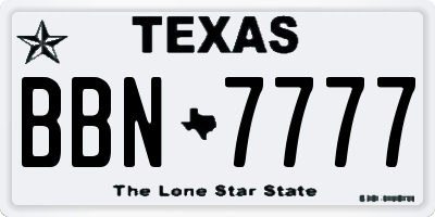 TX license plate BBN7777