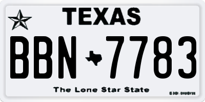 TX license plate BBN7783