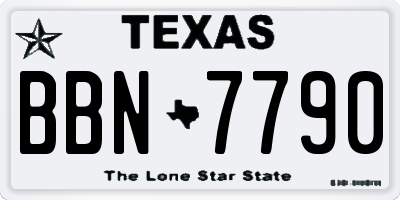 TX license plate BBN7790