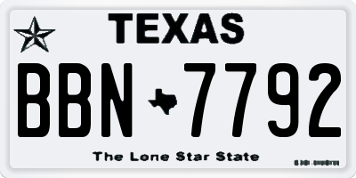 TX license plate BBN7792