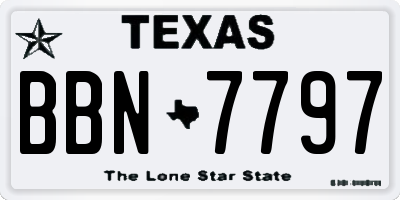 TX license plate BBN7797