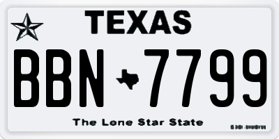 TX license plate BBN7799