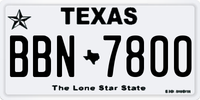 TX license plate BBN7800