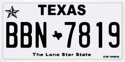 TX license plate BBN7819