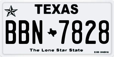 TX license plate BBN7828