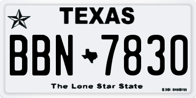TX license plate BBN7830